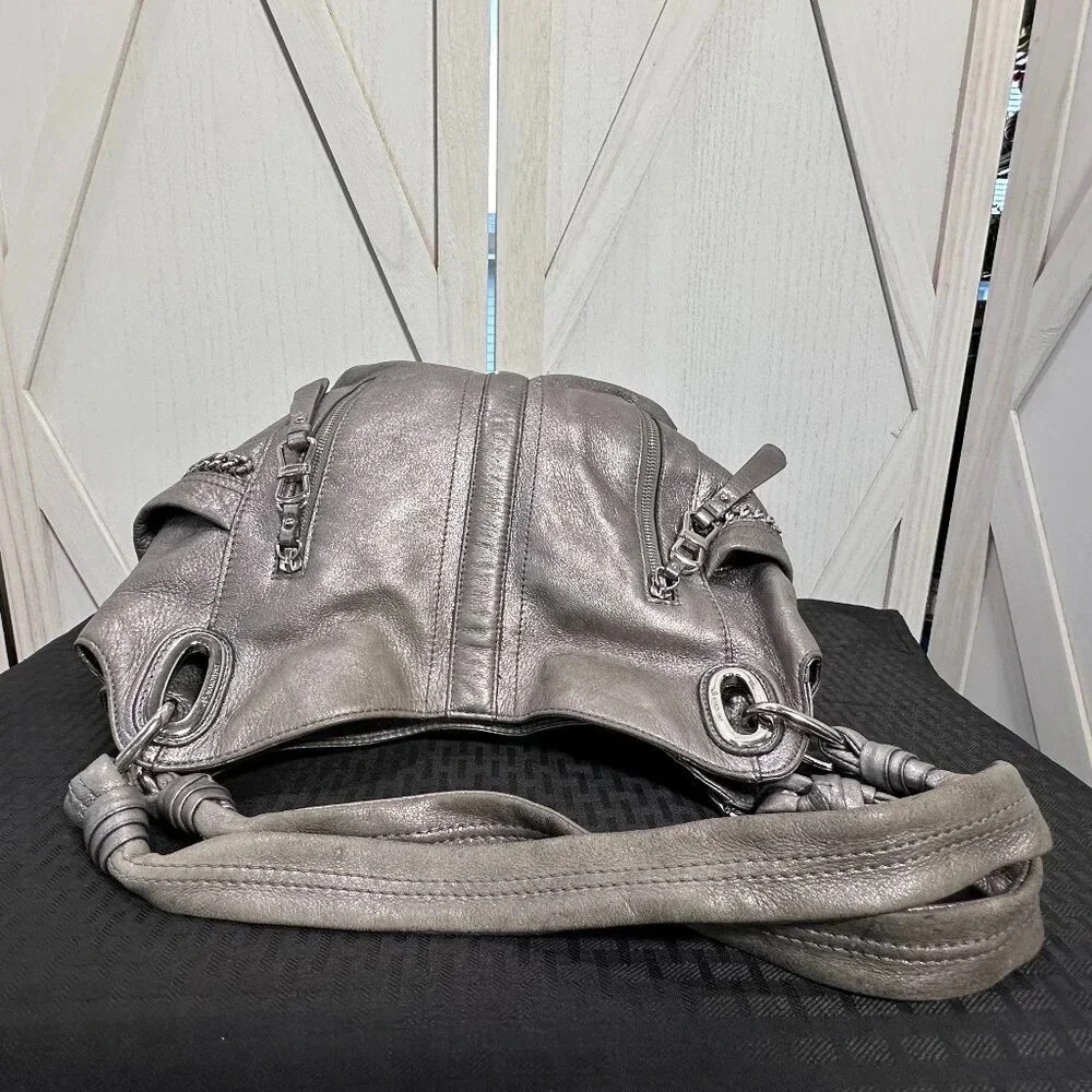 B Makowsky Metallic Pewter Alice Shopper